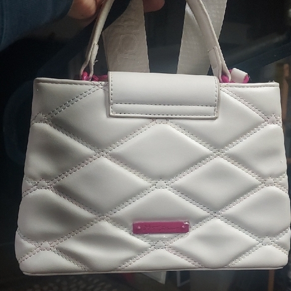 Betsey Johnson Handbags - Betsey Johnson White Quilted Mini Bag with Pink Details Nwot